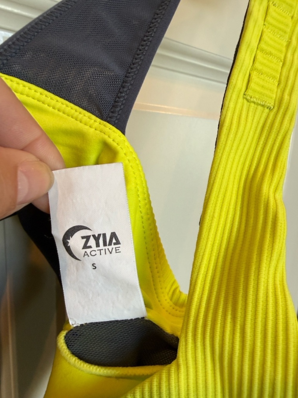 Zyia Active Neon Yellow and Grey Parallel Luxe Adjustable Strap Bra Small S - Picture 5 of 6